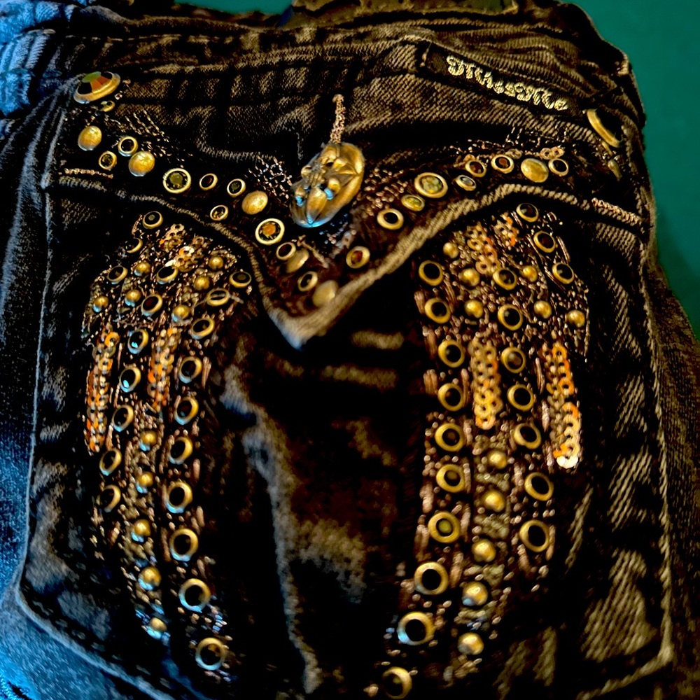 Miss me, jeans black straight leg 2630 wing pattern